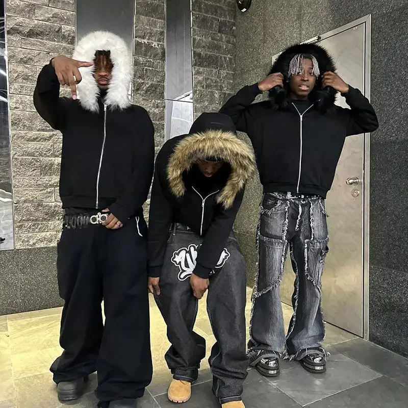 Streetwear Zip Up Hoodie Dark Faux Fur Collar Sweatshirt Men Women Y2K Oversized Punk Hoodie Harajuku Hiphop Retro Goth Jacket
Streetwear Zip Up Hoodie Dark Faux Fur Collar Sweatshirt Men Women Y2K Oversized Punk Hoodie Harajuku Hiphop Retro Goth Jacket