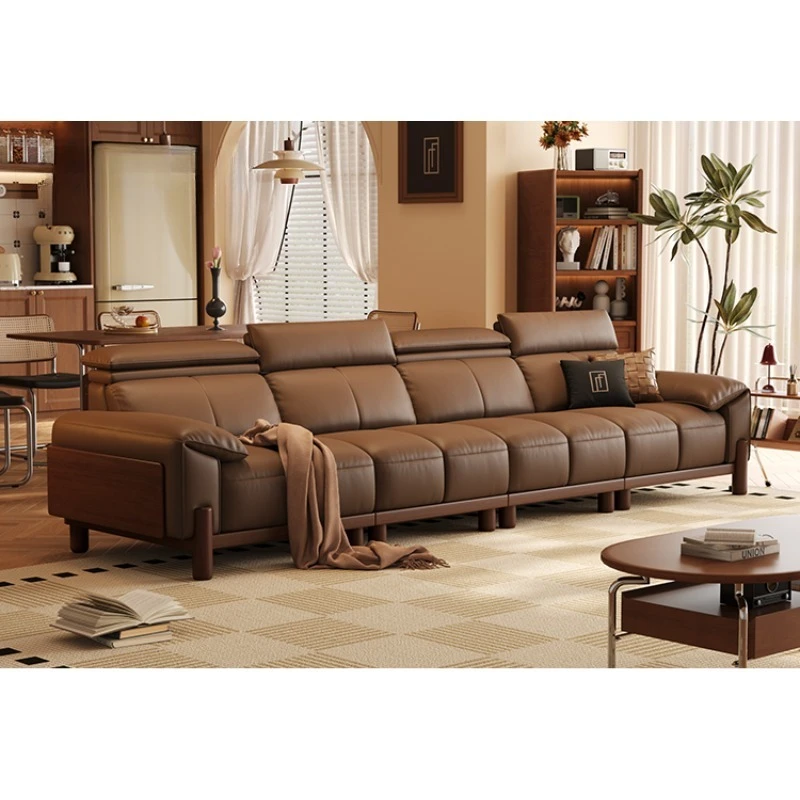 Adjustable head rest solid wood antique first layer leather straight row living room sofa
Adjustable head rest solid wood antique first layer leather straight row living room sofa