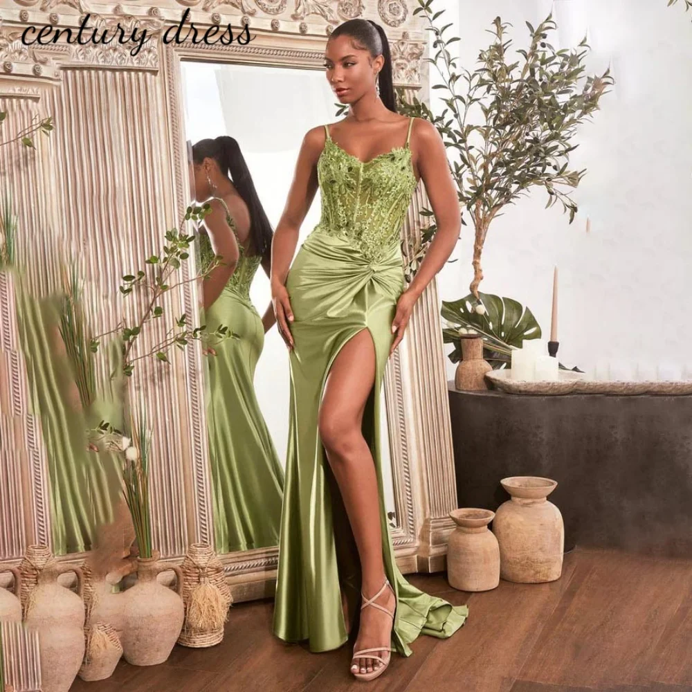 Customized Applique Prom Formal Dress Mermaid Spaghetti Strap Party Dress Charming High Split Party Dresses Women Evening Gowns
Customized Applique Prom Formal Dress Mermaid Spaghetti Strap Party Dress Charming High Split Party Dresses Women Evening Gowns