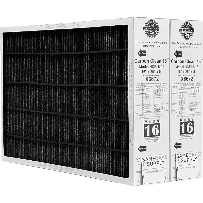 Healthy Climate Lennox X6672 16x25x5 Healthy Climate Carbon-Clean MERV 16 Filter Bundle with Same Day Supply Filter Chang
Healthy Climate Lennox X6672 16x25x5 Healthy Climate Carbon-Clean MERV 16 Filter Bundle with Same Day Supply Filter Chang