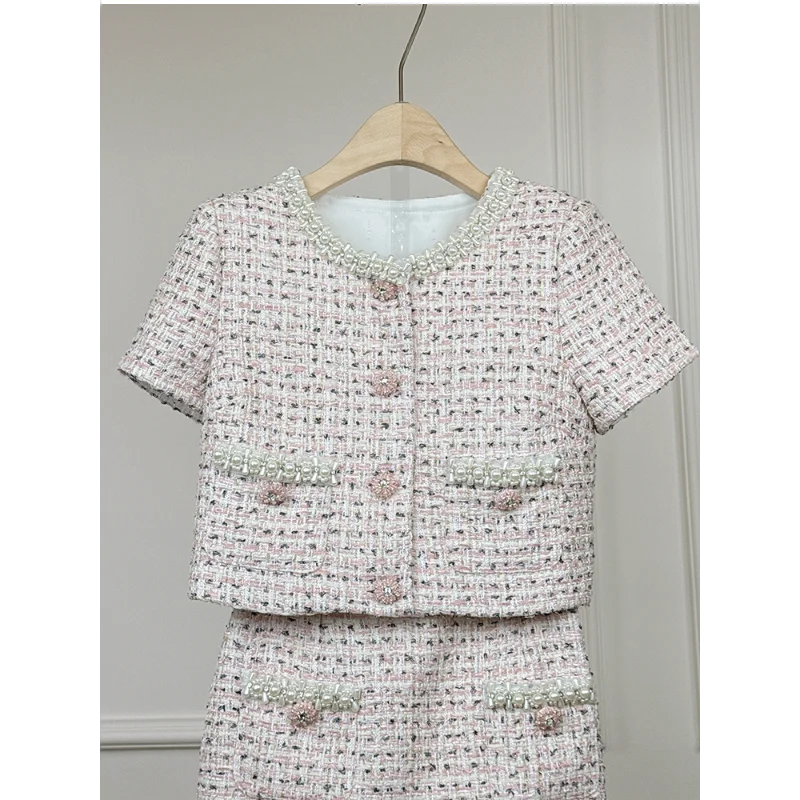 French Fragrant Tweed O Neck Beaded Top+long Skirt Suit Women Blue Pink Elegant Vintage High Quality Two-piece Lady Suit
French Fragrant Tweed O Neck Beaded Top+long Skirt Suit Women Blue Pink Elegant Vintage High Quality Two-piece Lady Suit