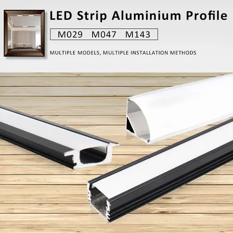 Profil aluminiowy LED 50 cm do taśm LED 5050 2835 8mm/10mm/12mm, kształt V, czarny/srebrny, kanał, dyfuzor, listwa, dekoracja szafek i pomieszczeń