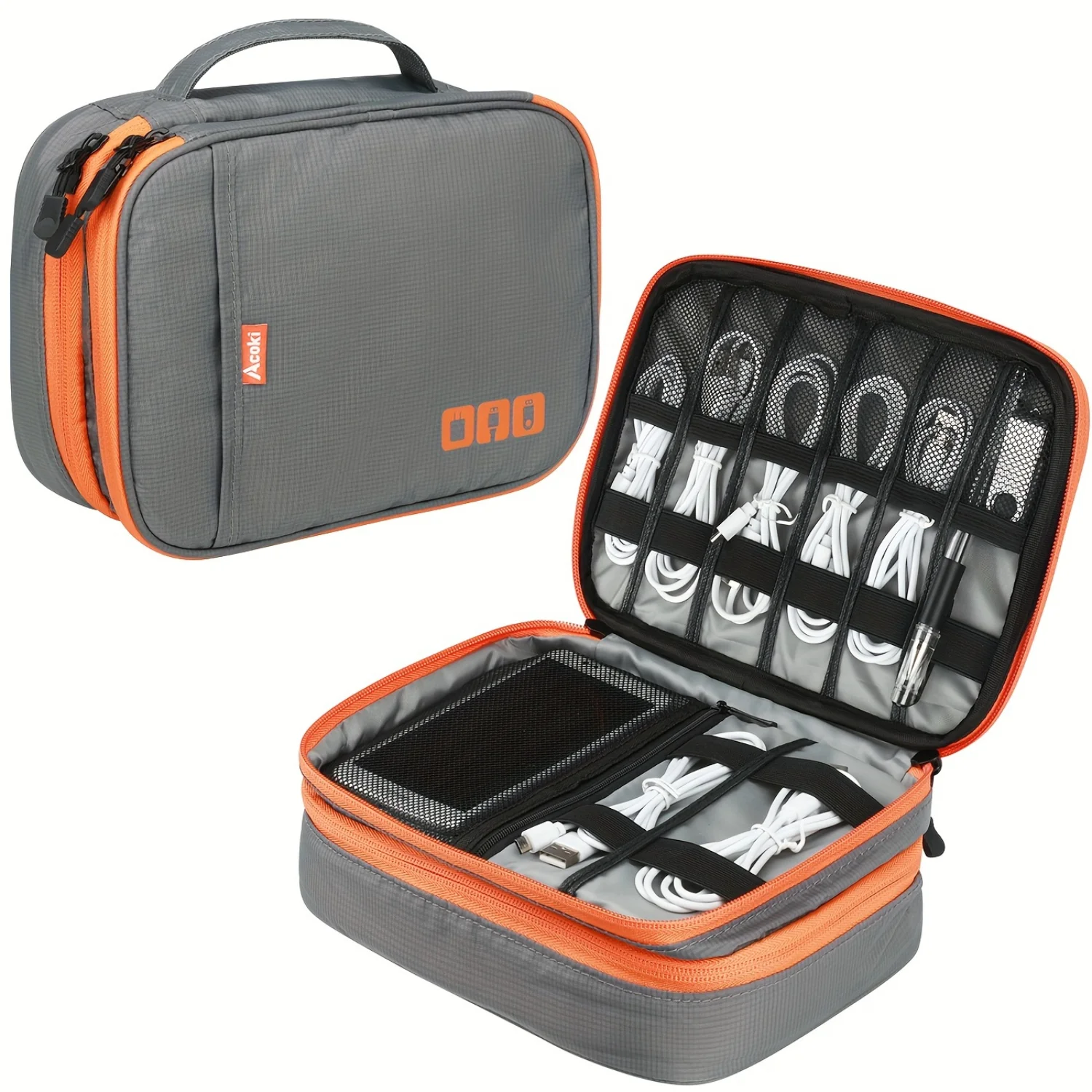 Double Layer Electronic Accessories Organizer, Multifunctional USB Cable Bag & Digital Gadget Zipper Bag for Business Travel
Double Layer Electronic Accessories Organizer, Multifunctional USB Cable Bag & Digital Gadget Zipper Bag for Business Travel