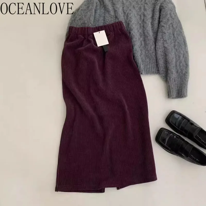OCEANLOVE Corduroy Skirts Women Solid Autumn Winter A-line Elegant Long Skirt Korean Fashion Simple High Waist Retro Jupe Femme
OCEANLOVE Corduroy Skirts Women Solid Autumn Winter A-line Elegant Long Skirt Korean Fashion Simple High Waist Retro Jupe Femme