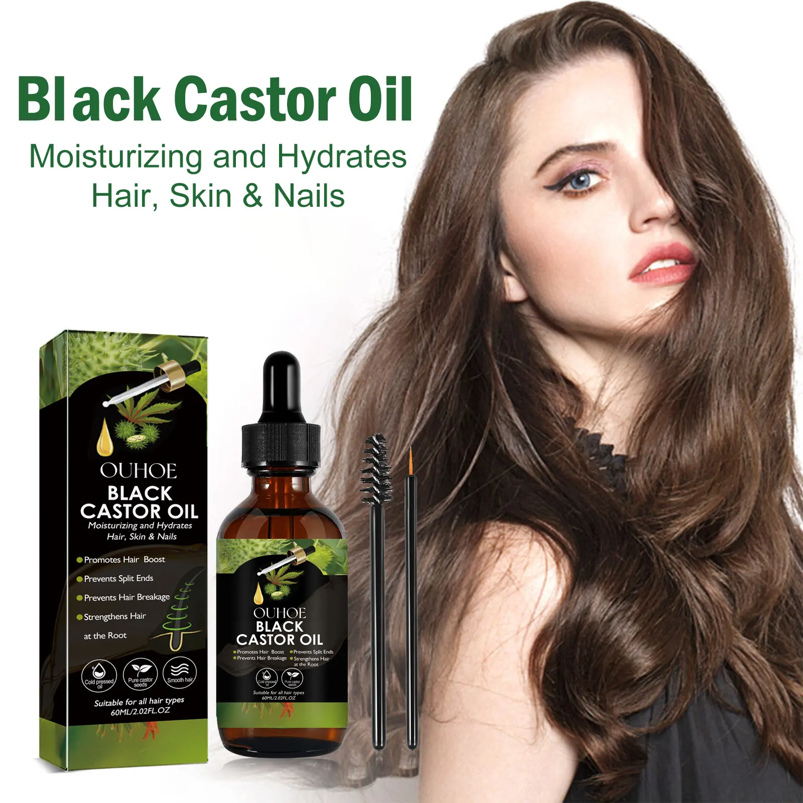 OUHOE Black Castor Oil 100% Organic Moisturize Hair Growth Serum Prevent Hair Loss Soft Bright Dense Hair Care Essential Oil
OUHOE Black Castor Oil 100% Organic Moisturize Hair Growth Serum Prevent Hair Loss Soft Bright Dense Hair Care Essential Oil