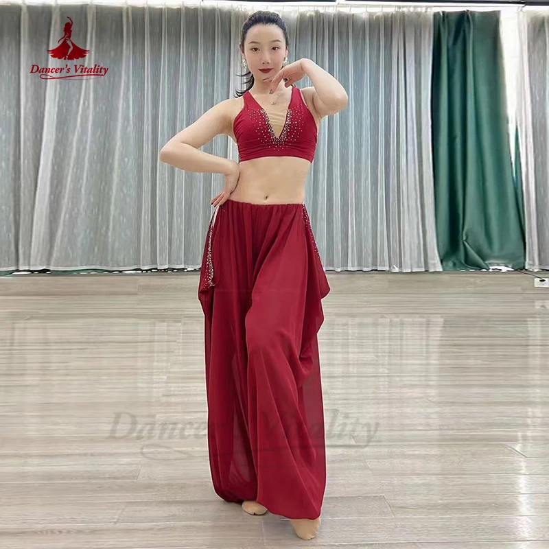 Belly Dance Stage Clothes for Women Customsized Stones Sleeveless Top+chiffon Trousers 2pcs Children Adult Bellydancing Outfit
Belly Dance Stage Clothes for Women Customsized Stones Sleeveless Top+chiffon Trousers 2pcs Children Adult Bellydancing Outfit