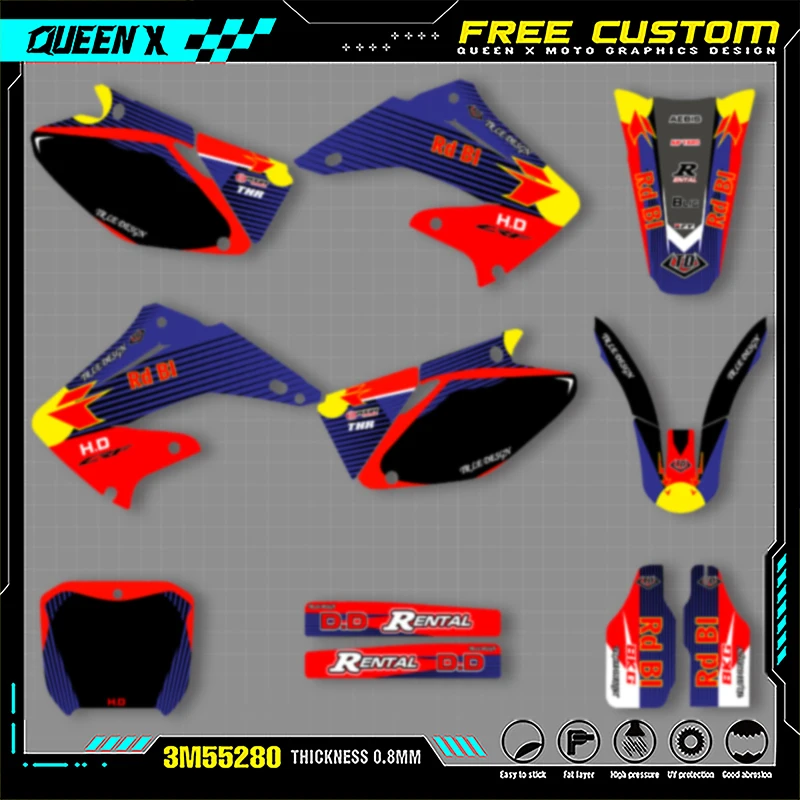 Queen X MOTOR Custom Team Graphics Decals Stickers Kit For Honda 2002 2003 2004 2005 2006 2007 2012 CR125 CR250 001
Queen X MOTOR Custom Team Graphics Decals Stickers Kit For Honda 2002 2003 2004 2005 2006 2007 2012 CR125 CR250 001