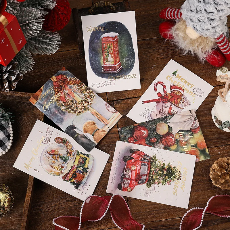 New 10PCS Christmas Foil Greeting Card Postcard Florist Baking Gift Small Card Blessing Message Card Stamped Postcard Wall Decor
New 10PCS Christmas Foil Greeting Card Postcard Florist Baking Gift Small Card Blessing Message Card Stamped Postcard Wall Decor
