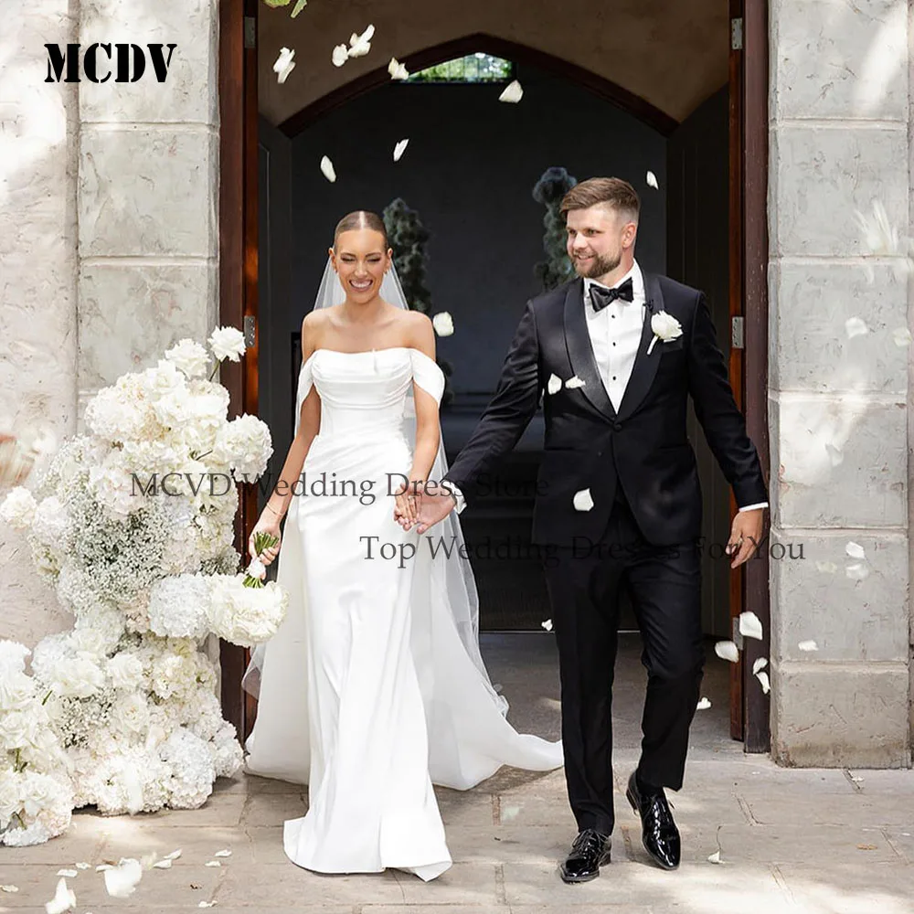 Свадебные платья MCDV Mermaid с открытыми плечами для невесты, плиссированные, со съемным шлейфом, без бретелек, на заказ
Свадебные платья MCDV Mermaid с открытыми плечами для невесты, плиссированные, со съемным шлейфом, без бретелек, на заказ