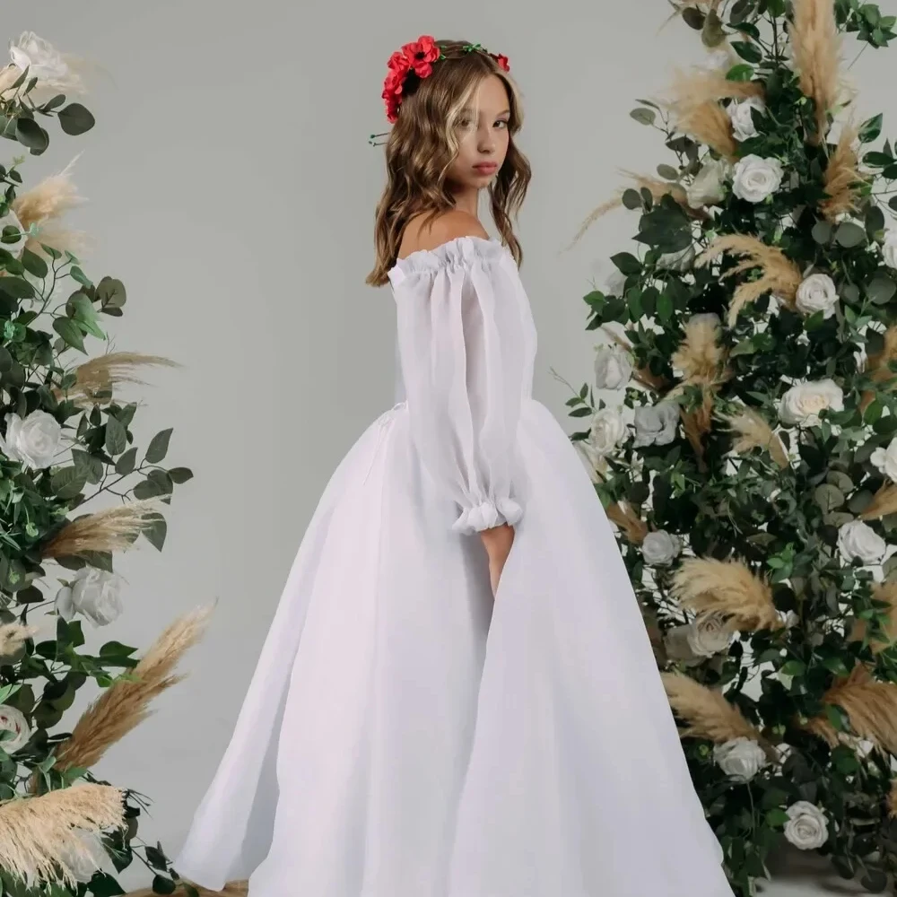 Customized White Flower Girl Dress For Wedding High Waist Floor Length Long Sleeve Elegant Kids Birthday First Communion Gown
Customized White Flower Girl Dress For Wedding High Waist Floor Length Long Sleeve Elegant Kids Birthday First Communion Gown
