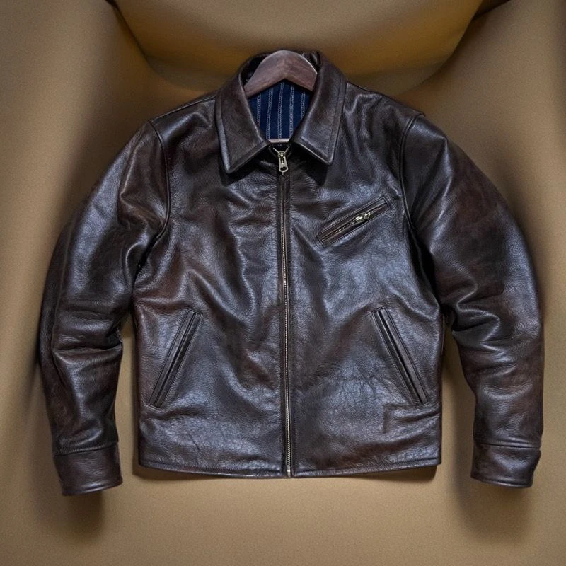 Retro Vintage Leather Jaet Men's ort Sle Faion Urban Casual Flip Collar Zipper Closure Color Blo Design Autumn Wear
Retro Vintage Leather Jaet Men's ort Sle Faion Urban Casual Flip Collar Zipper Closure Color Blo Design Autumn Wear