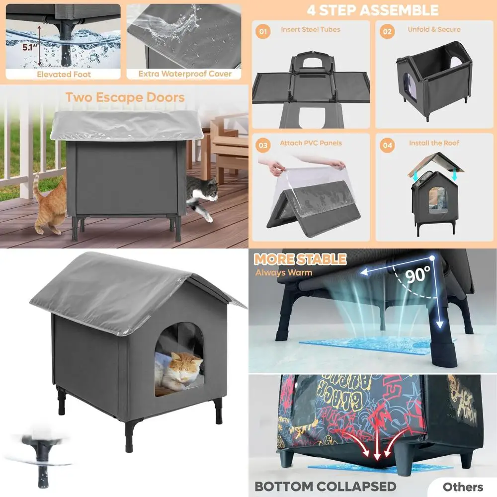 Прочное устойчивое к атмосферным воздействиям укрытие для кошек на открытом воздухе с мягкой кроватью, спасательной дверью и приподнятыми ножками для кошек ферлов, подходит для сараев, крыльца
Прочное устойчивое к атмосферным воздействиям укрытие для кошек на открытом воздухе с мягкой кроватью, спасательной дверью и приподнятыми ножками для кошек ферлов, подходит для сараев, крыльца