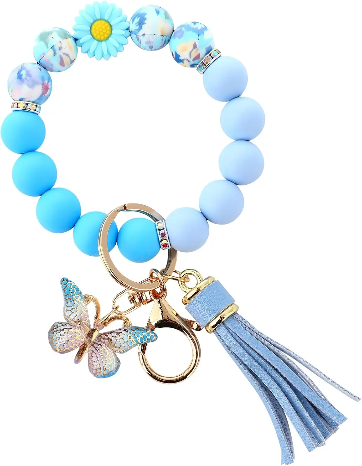 Silicone Beaded Keychain, Daisy Key Wristlet, Resin Butterfly Key Holder for Women Girls
Silicone Beaded Keychain, Daisy Key Wristlet, Resin Butterfly Key Holder for Women Girls