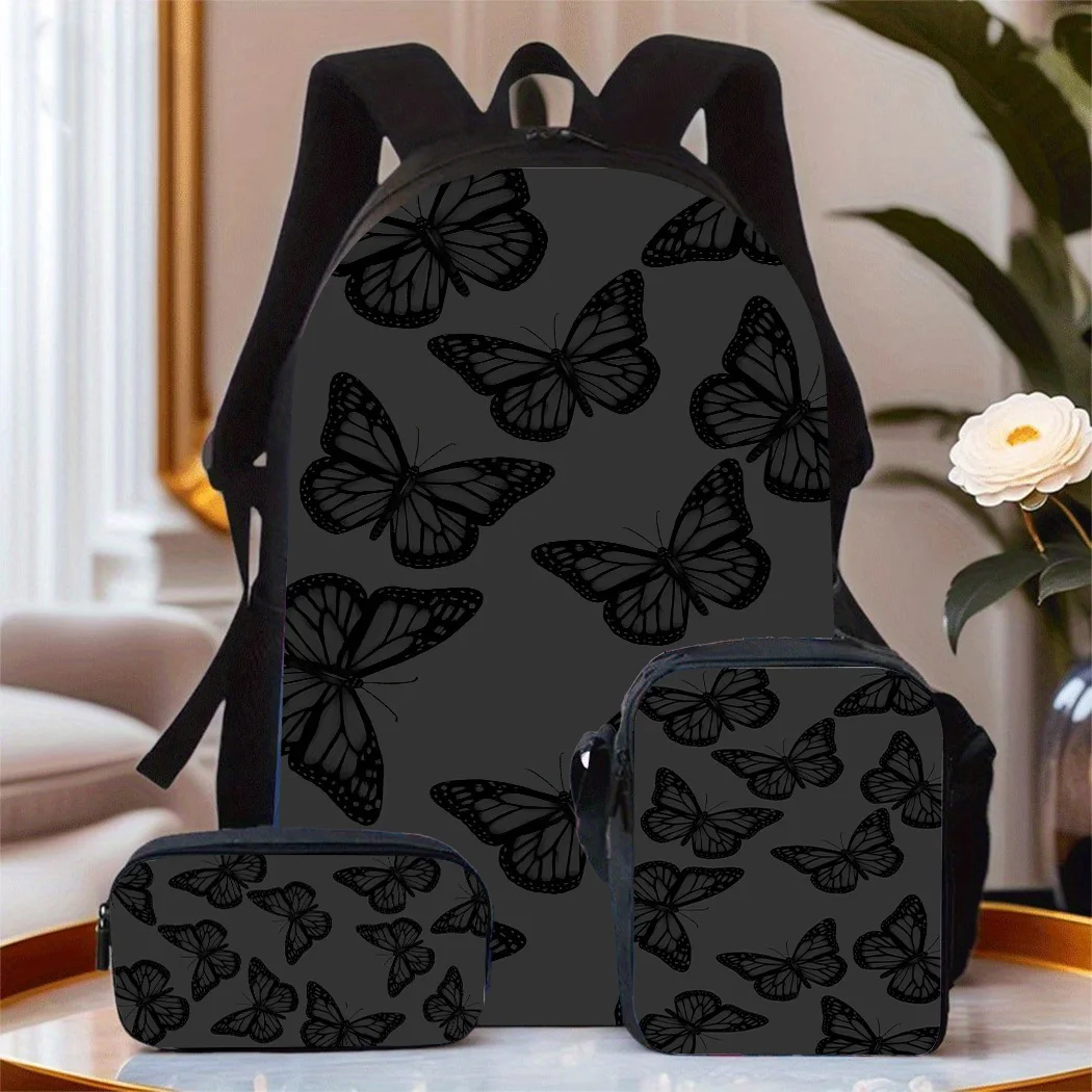 3pcs Backpack Suitable for Ages 14+ with Clipart Butterfly Print & Appliqué, Adjustable Shoulder Straps, Zip Closure, Lightweigh
3pcs Backpack Suitable for Ages 14+ with Clipart Butterfly Print & Appliqué, Adjustable Shoulder Straps, Zip Closure, Lightweigh