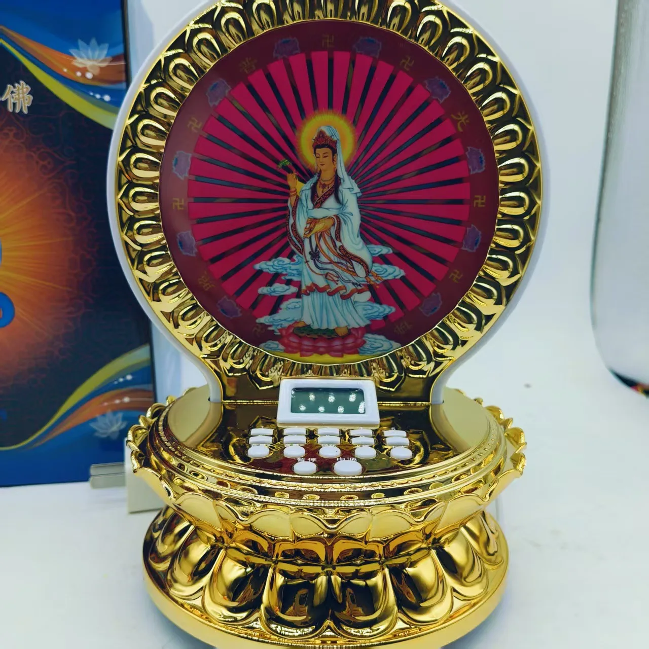 Red Background Flashing Rotating Music Box Buddha Chanting Machine | 159 Chants Plug-in Home Decor Craft Ornament
Red Background Flashing Rotating Music Box Buddha Chanting Machine | 159 Chants Plug-in Home Decor Craft Ornament
