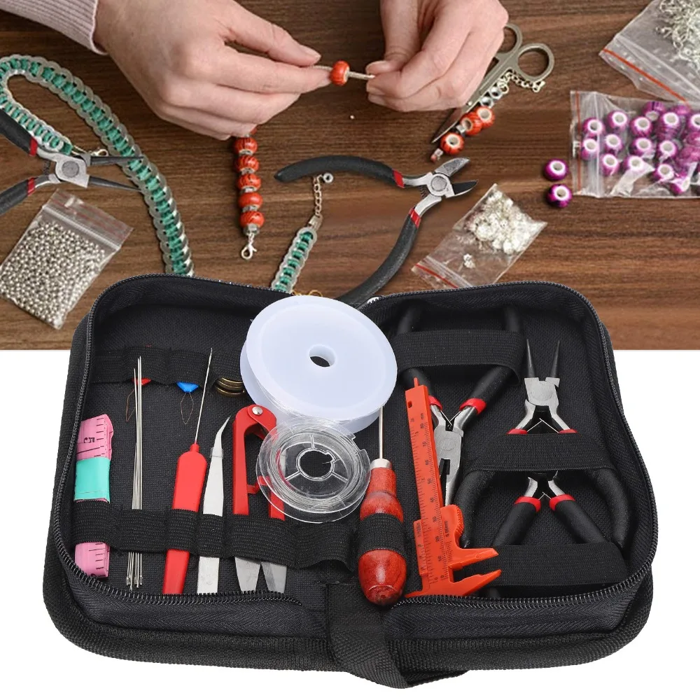 22 Pcs Complete Set Jewelry Making Tool Kit Zippered Oxford Bag Black Jewelry Crafting Kit Pearls Making Kit Leather Handicrafts
22 Pcs Complete Set Jewelry Making Tool Kit Zippered Oxford Bag Black Jewelry Crafting Kit Pearls Making Kit Leather Handicrafts