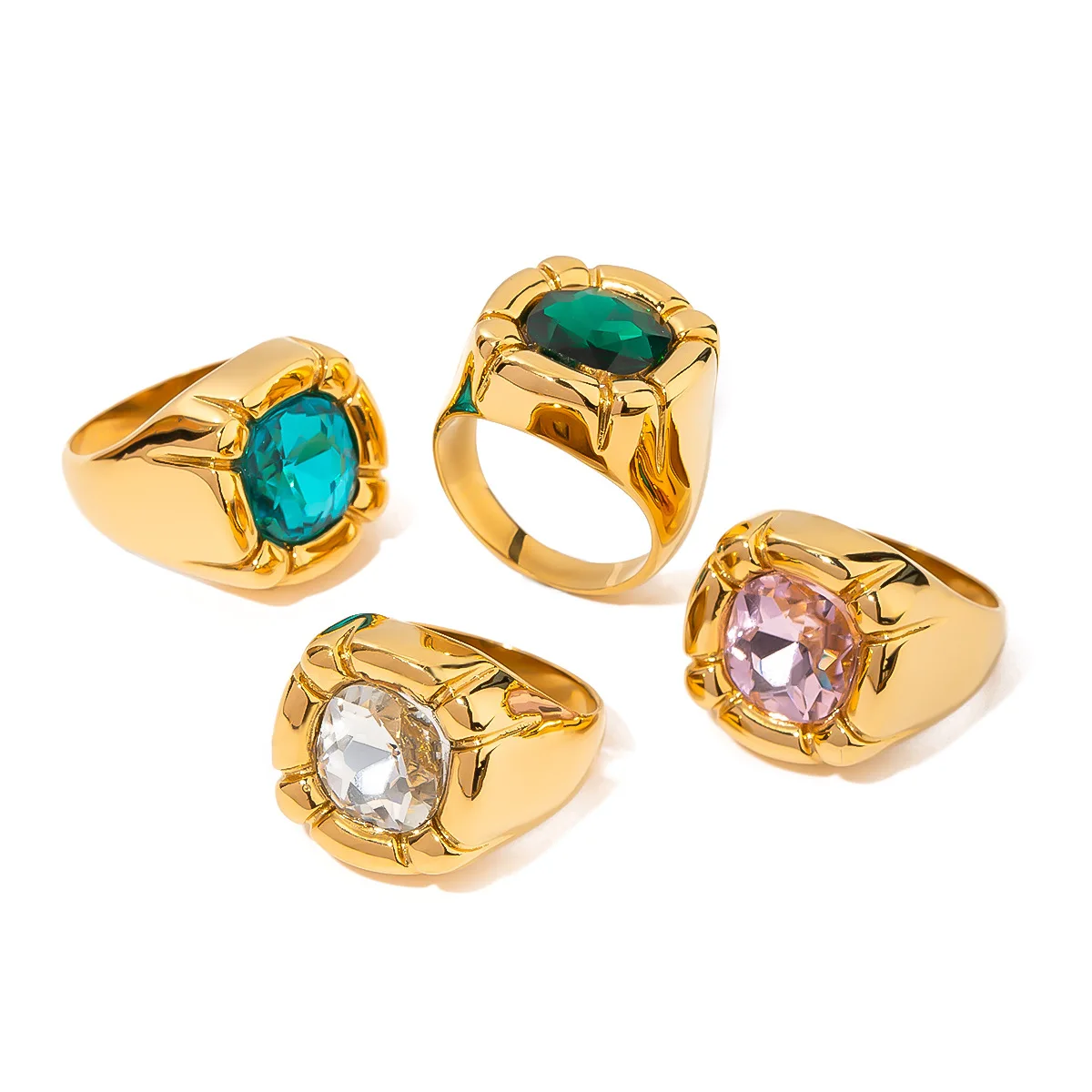 Stainless Steel PVD 18K Gold Plated Tarnish Waterproof Colorful Stone Rings For Woman Jewelry Wholesale Trendy
Stainless Steel PVD 18K Gold Plated Tarnish Waterproof Colorful Stone Rings For Woman Jewelry Wholesale Trendy