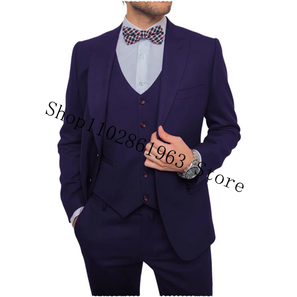 Navy Blue Male Suits Slim Fit Peak Lapel 3 Pieces Best Men Groom Wear Suits Wedding Tuxedos Blazer+Vest+Pants Costume Homme
Navy Blue Male Suits Slim Fit Peak Lapel 3 Pieces Best Men Groom Wear Suits Wedding Tuxedos Blazer+Vest+Pants Costume Homme