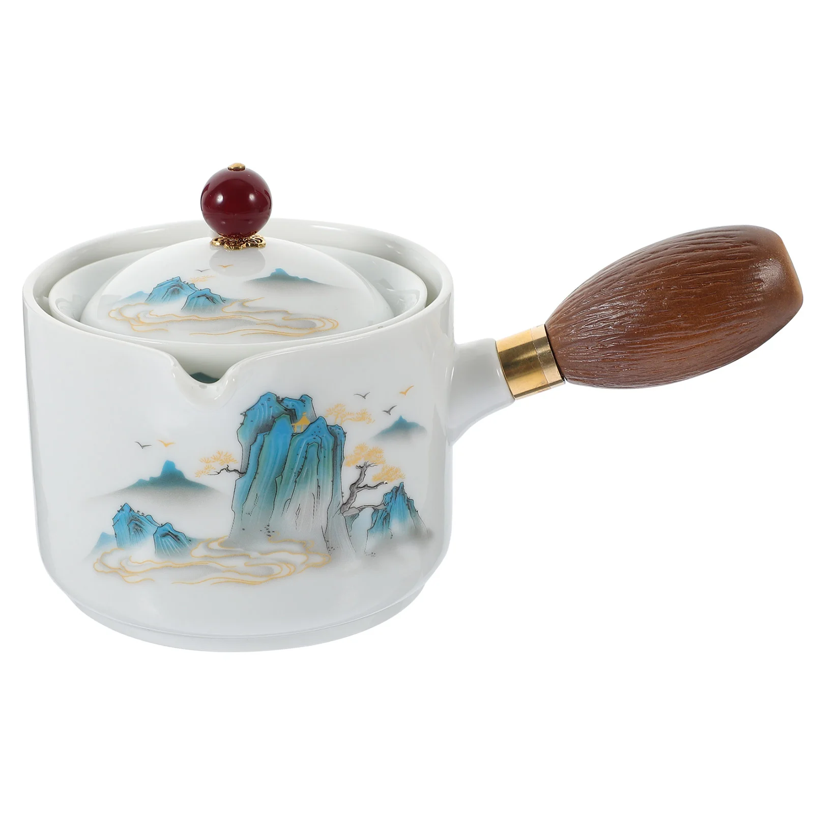 Portable 360 Degree Rotation Ceramic Travel Teapot Side Handle Vintage Tea Kettle Gold Smooth Fine for Flower
Portable 360 Degree Rotation Ceramic Travel Teapot Side Handle Vintage Tea Kettle Gold Smooth Fine for Flower