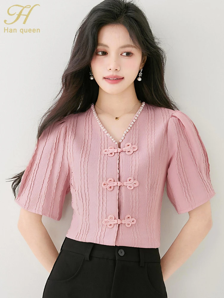 H Han Queen 2025 Summer Short Sleeve Korean Reviews Many Clothes Vintage Tops Elegant Chiffon Blouse Loose Casual Women Shirts
H Han Queen 2025 Summer Short Sleeve Korean Reviews Many Clothes Vintage Tops Elegant Chiffon Blouse Loose Casual Women Shirts