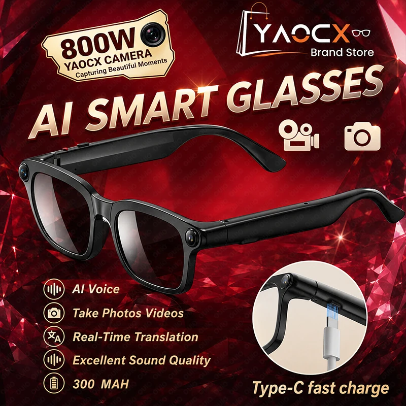 AI Smart Glasses Camera Bluetooth Headset Real-Time Translation Voice Control HD Recording Type-C Fast Charge Smart Glasses
AI Smart Glasses Camera Bluetooth Headset Real-Time Translation Voice Control HD Recording Type-C Fast Charge Smart Glasses