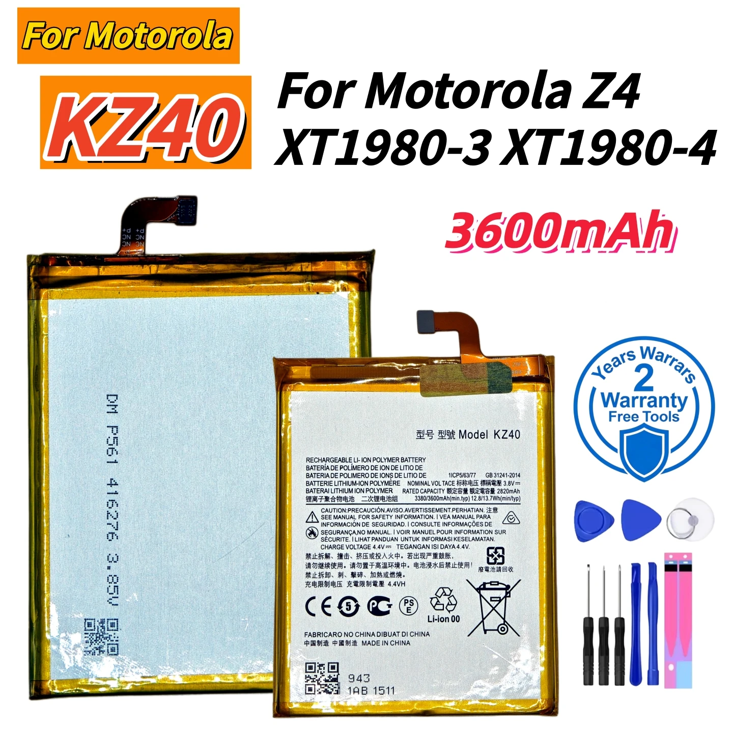 Brand New KZ40 3600mAh Lithium Battery For Motorola Edge 40 Neo Mobile phone Batteries+Tools
Brand New KZ40 3600mAh Lithium Battery For Motorola Edge 40 Neo Mobile phone Batteries+Tools