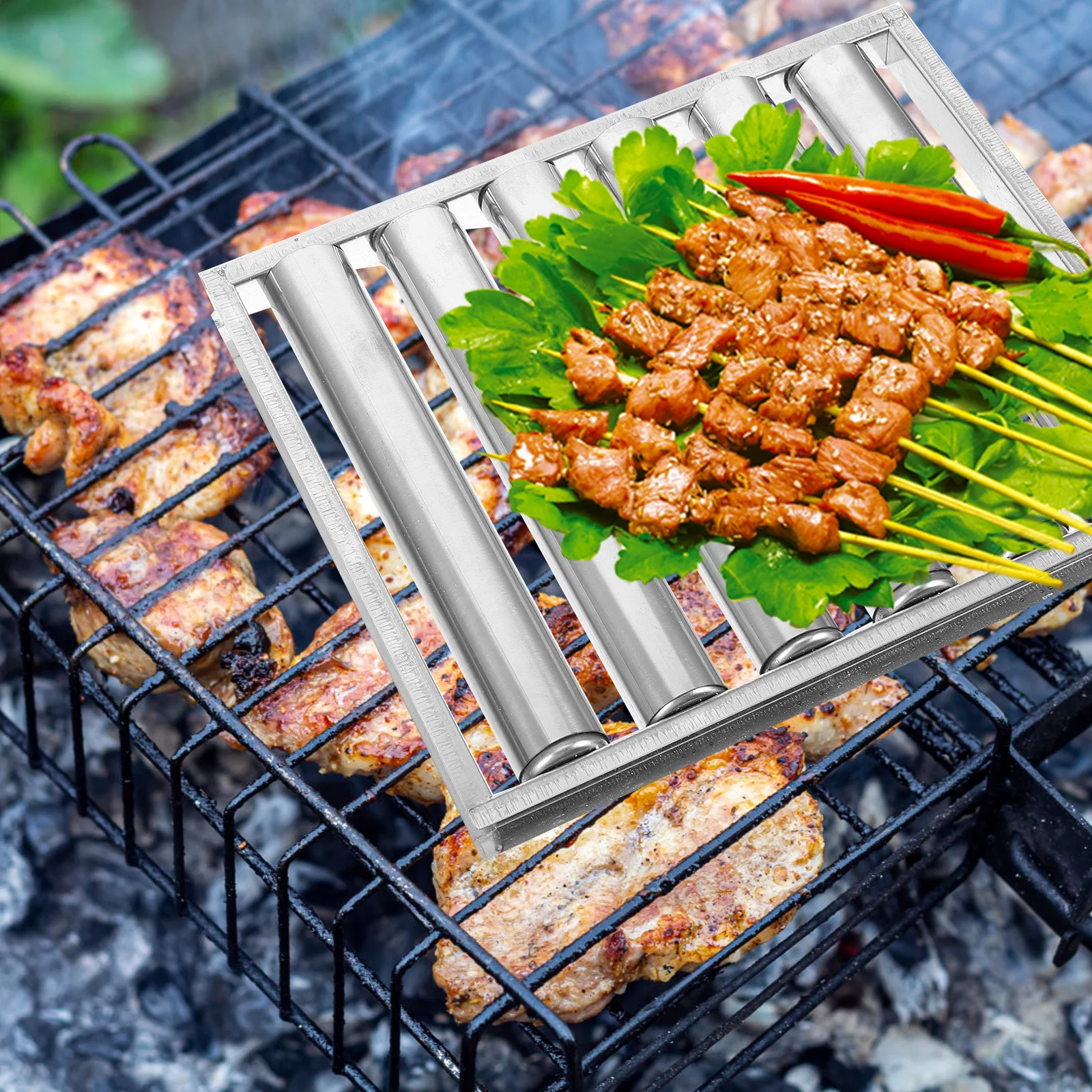 Sausage Roller Rack Stainless Steel Bbq Grill Stand Outdoor Camping Picnic Firewood Burning Stand Durable Practical
Sausage Roller Rack Stainless Steel Bbq Grill Stand Outdoor Camping Picnic Firewood Burning Stand Durable Practical