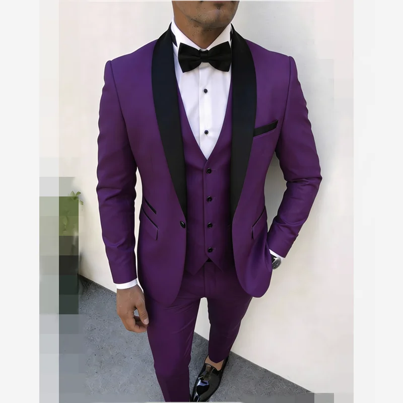 Мужской костюм-тройка приталенного кроя для жениха/свадебного гостя | Фиолетовая куртка, жилет и брюки из нерастяжной ткани с цветовым блокированием
Мужской костюм-тройка приталенного кроя для жениха/свадебного гостя | Фиолетовая куртка, жилет и брюки из нерастяжной ткани с цветовым блокированием