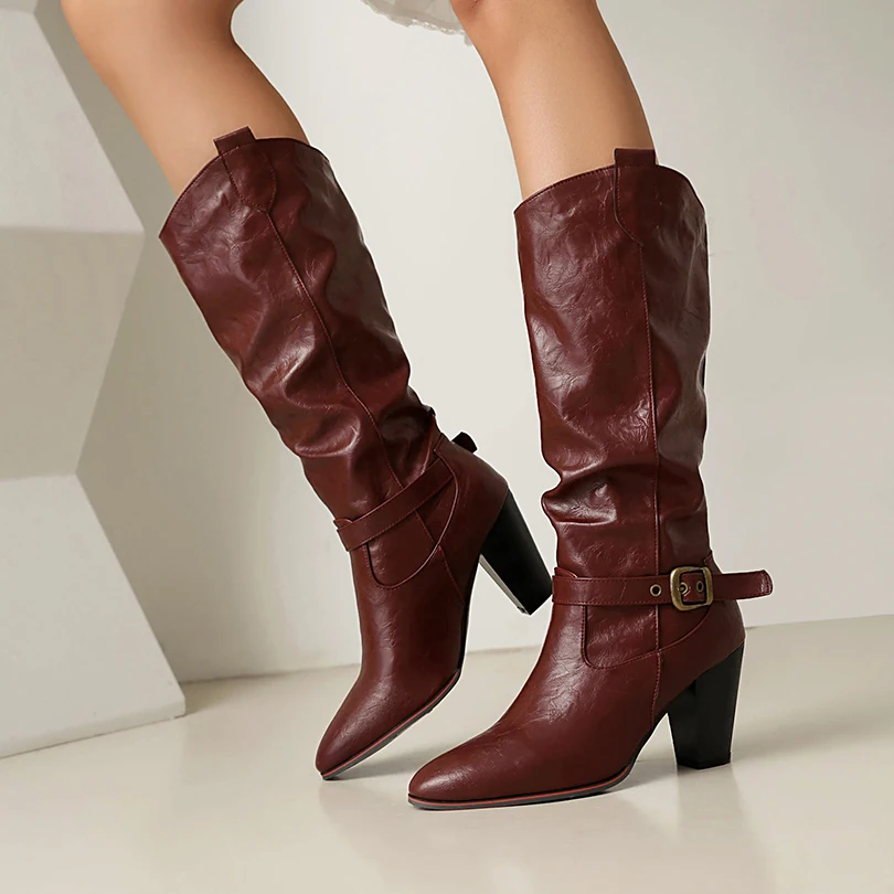Plus Size Ankle Metal Belt Buckle Round Head Super High Thick Heel Short Plush Inner Knee High Boots Slip-On Western Boots
Plus Size Ankle Metal Belt Buckle Round Head Super High Thick Heel Short Plush Inner Knee High Boots Slip-On Western Boots