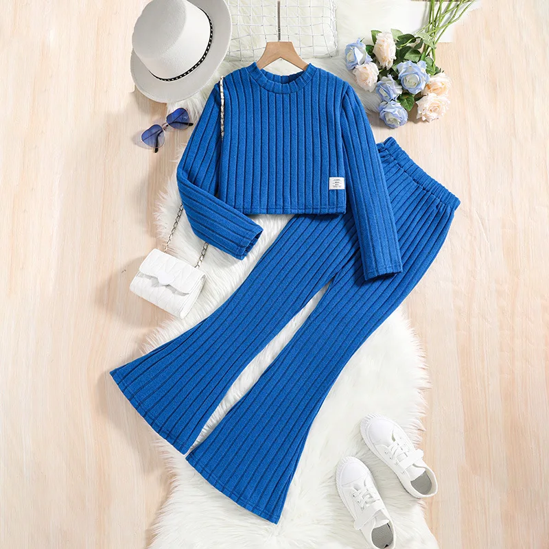 New Clothing Set Girls Long Sleeve O Neck Flare Pants Blue Cute 2 Pcs Sets Casual Girls Clothes Sets 5-9T
New Clothing Set Girls Long Sleeve O Neck Flare Pants Blue Cute 2 Pcs Sets Casual Girls Clothes Sets 5-9T