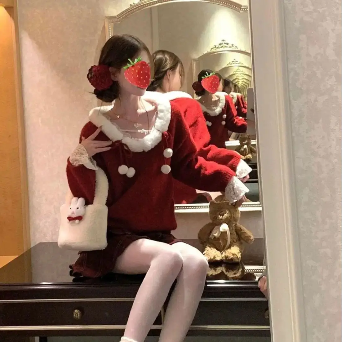 Japan Sweet Sweater Red Sweater Autumn Winter And New Year Loose Slim Joker Top
Japan Sweet Sweater Red Sweater Autumn Winter And New Year Loose Slim Joker Top
