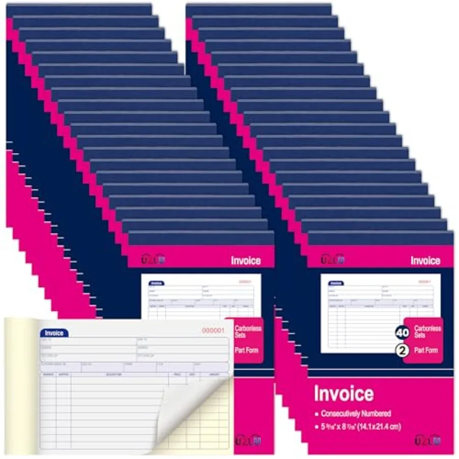 40 Packs 2 Part Carbonless for Small Business s Receipt Invoice Pad with Consecutive Numbering and Wraparound Cover 40 Sets per
40 Packs 2 Part Carbonless for Small Business s Receipt Invoice Pad with Consecutive Numbering and Wraparound Cover 40 Sets per