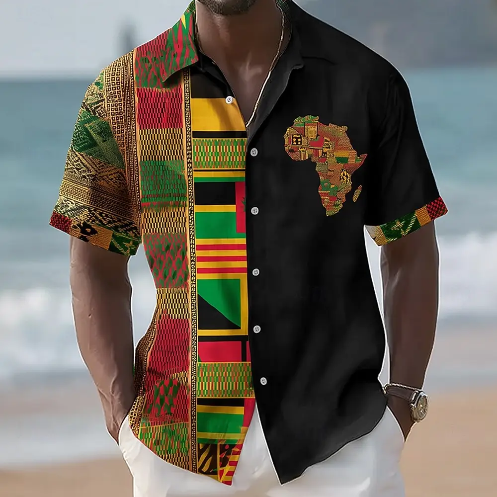 Men's Short Sleeve Button Up Collared Shirt Juneteenth Tribal Map Ethnic African 3D Print Vintage Retro Tops Casual Wear Summer
Men's Short Sleeve Button Up Collared Shirt Juneteenth Tribal Map Ethnic African 3D Print Vintage Retro Tops Casual Wear Summer