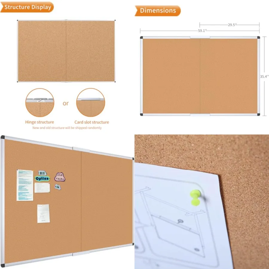 Large Cork Bulletin Board, Foldable Wall-Mounted Notice P Board with Silver Alumum Frame, for School Home Office - 5''Corkboard
Large Cork Bulletin Board, Foldable Wall-Mounted Notice P Board with Silver Alumum Frame, for School Home Office - 5''Corkboard