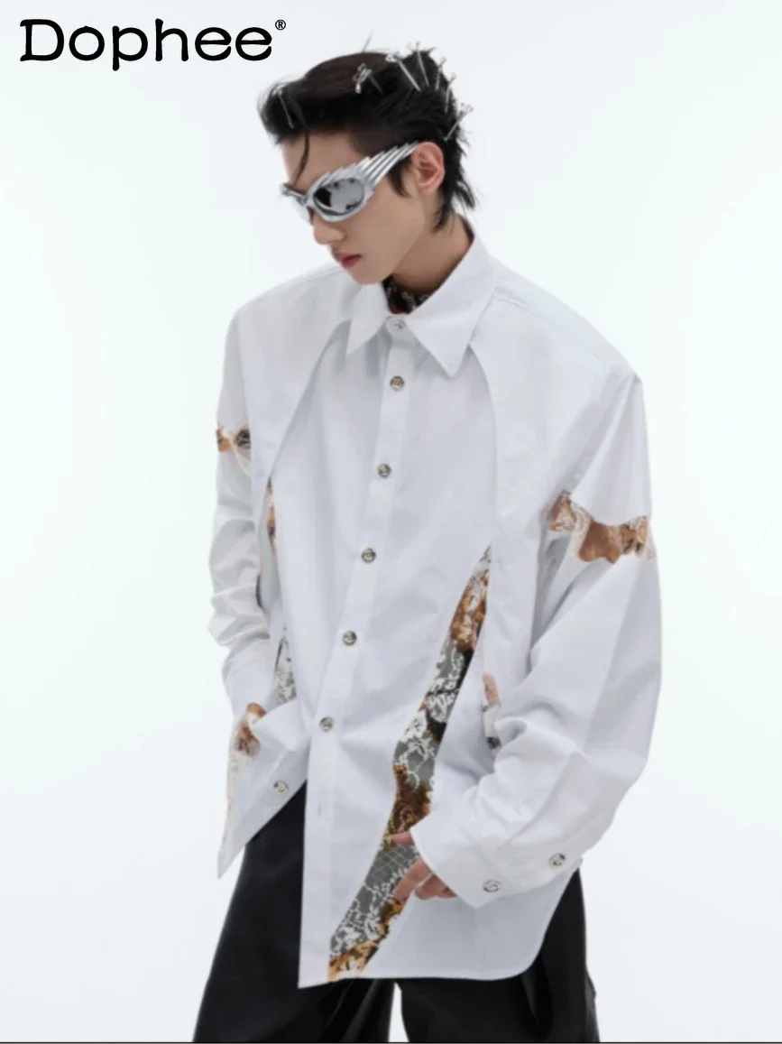2024 Men's Autumn New Chic Flame Burning Splicing Design Loose Comfort Tops Long Sleeve Shoulder Pad Shirt Loose High-end Shirt
2024 Men's Autumn New Chic Flame Burning Splicing Design Loose Comfort Tops Long Sleeve Shoulder Pad Shirt Loose High-end Shirt