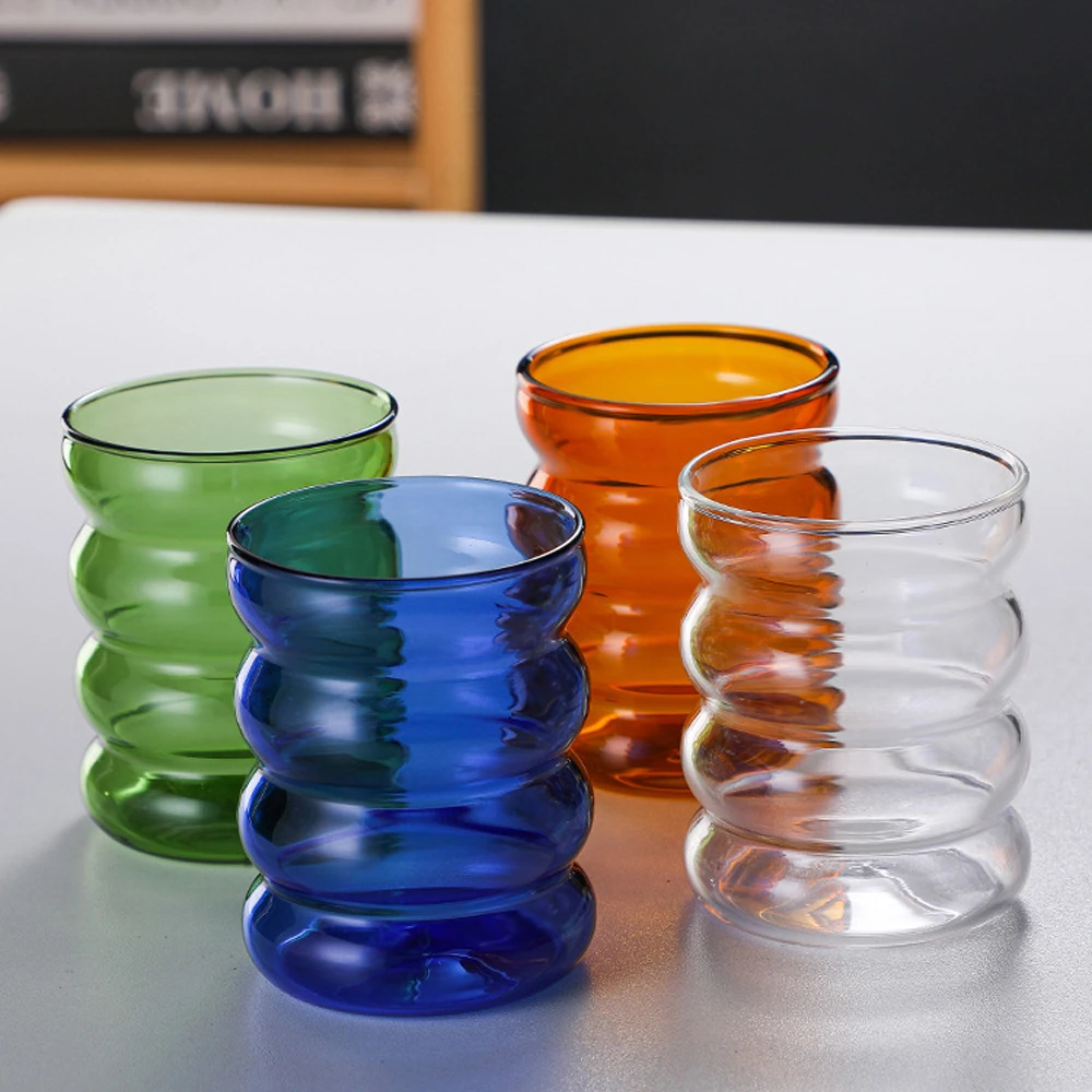 Ripple Glass Cup Creative 300ml High Borosilicate Heat Resistant Glass Tea Milk Cup Colorful Juice Coffee Mug for Family Party
Ripple Glass Cup Creative 300ml High Borosilicate Heat Resistant Glass Tea Milk Cup Colorful Juice Coffee Mug for Family Party