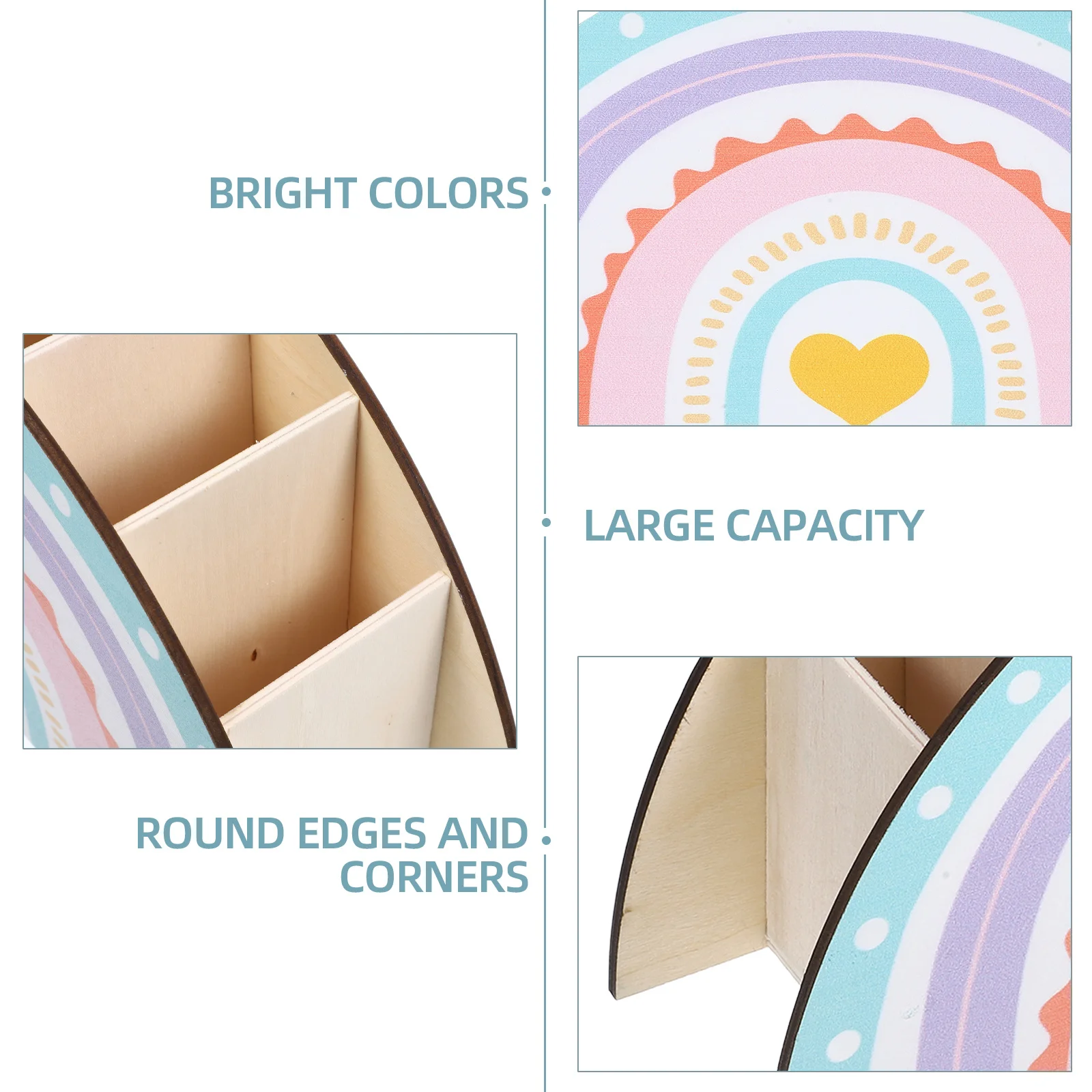 Wooden Rainbow Desk Organizer Multi Grid Pen Holder for Classroom Home Office Storage Pencil Dispenser Art Supplies Container
Wooden Rainbow Desk Organizer Multi Grid Pen Holder for Classroom Home Office Storage Pencil Dispenser Art Supplies Container