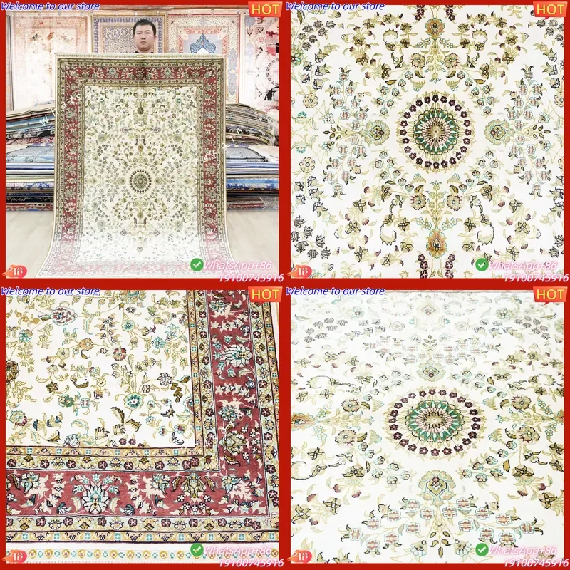 CECertificate 122x183cm Turkish Hand Knotted Silk Carpet with Floral Pattern Stain Resistant Non-Slip Antique Design
CECertificate 122x183cm Turkish Hand Knotted Silk Carpet with Floral Pattern Stain Resistant Non-Slip Antique Design