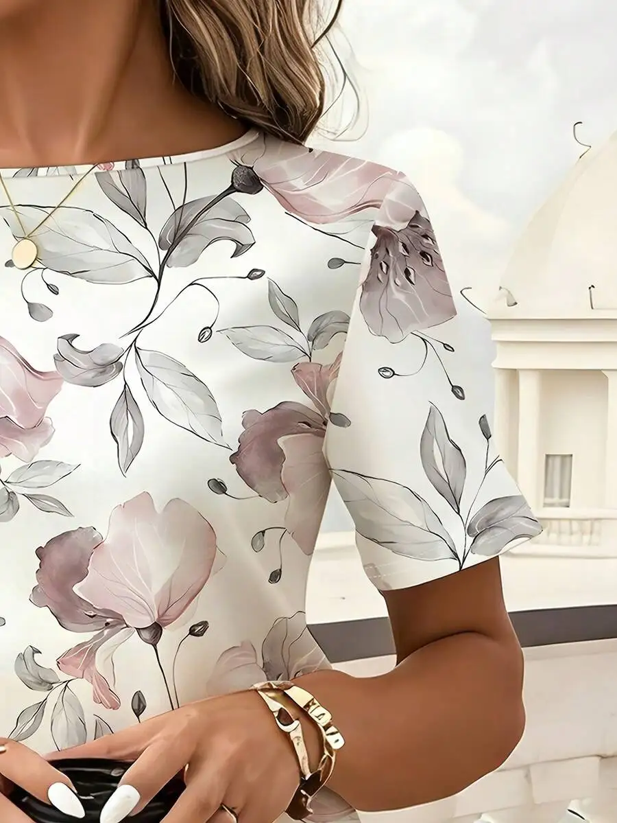 Womens Floral Print Short Sleeve Crew Neck Dress Loose Fit Summer Vacation Style
Womens Floral Print Short Sleeve Crew Neck Dress Loose Fit Summer Vacation Style