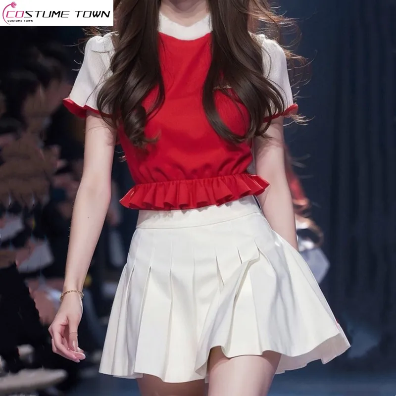 2025 summer new style red and white patchwork pleated edge short sleeved top+pleated skirt two-piece set trendy
2025 summer new style red and white patchwork pleated edge short sleeved top+pleated skirt two-piece set trendy