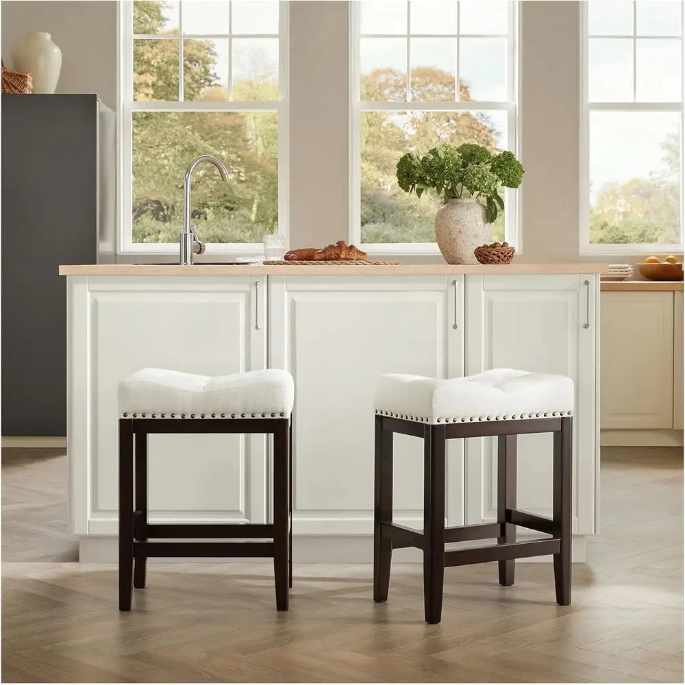 Набор из 2-х табуретов для барной стойки, квадратные табуреты из ткани, высота 24 дюйма, легко собираются, цвет рисовый белый + деревянные ножки цвета темного кофе.
Набор из 2-х табуретов для барной стойки, квадратные табуреты из ткани, высота 24 дюйма, легко собираются, цвет рисовый белый + деревянные ножки цвета темного кофе.