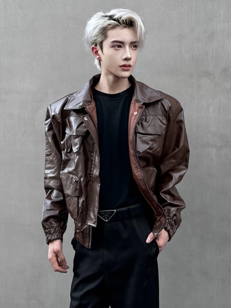 Коричневая кожаная куртка Cleanfit в корейском уличном стиле, свободного кроя, мужская верхняя одежда из полиэстера, молодежный тренд, осенняя, на молнии
Коричневая кожаная куртка Cleanfit в корейском уличном стиле, свободного кроя, мужская верхняя одежда из полиэстера, молодежный тренд, осенняя, на молнии