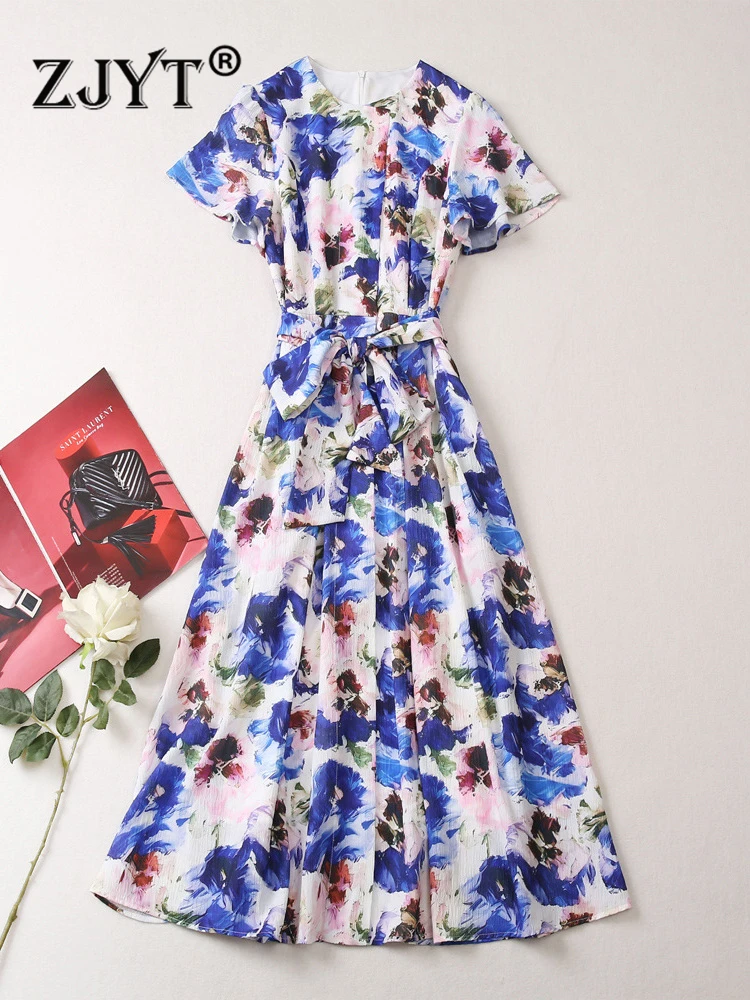 ZJYT Runway Fashion Women's Summer Dress Floral Print Vestidos Robe Femmes Short Sleeve Midi Casual Holiday 2023 New Designer
ZJYT Runway Fashion Women's Summer Dress Floral Print Vestidos Robe Femmes Short Sleeve Midi Casual Holiday 2023 New Designer