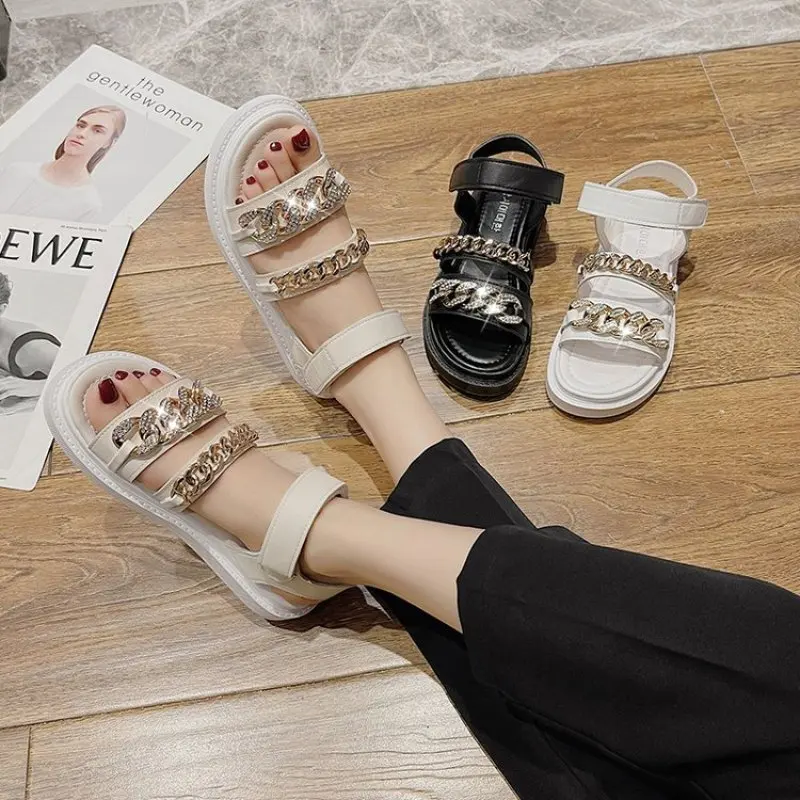 2024 NEW Platform Sandals Women Genuine Cow Leather Metal Chain Ankle Buckle Strap Round Toe Summer Female Shoes Handmade Fashio
2024 NEW Platform Sandals Women Genuine Cow Leather Metal Chain Ankle Buckle Strap Round Toe Summer Female Shoes Handmade Fashio