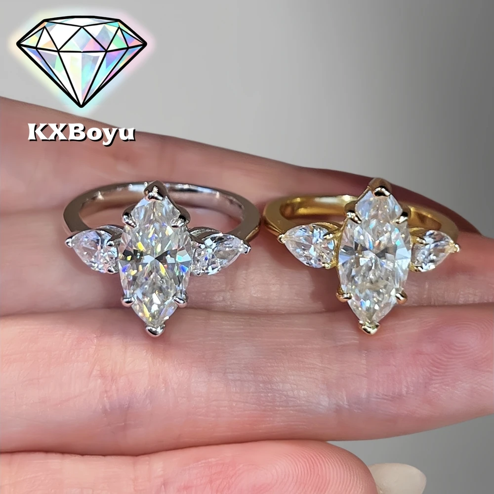 3 Carat Marquise Cut Moissanite Engagement Ring Three-stone Diamond Wedding Ring for Women S925 Sterling Silver with Certificate
3 Carat Marquise Cut Moissanite Engagement Ring Three-stone Diamond Wedding Ring for Women S925 Sterling Silver with Certificate