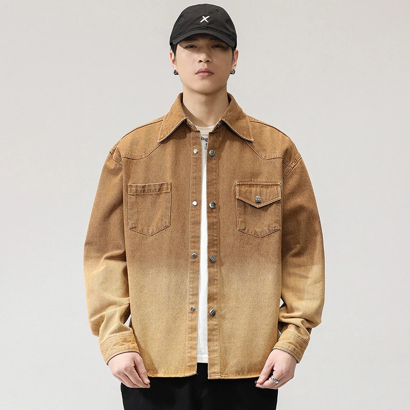 Vintage Yellow Denim Shirt Men Streetwear Fashion Loose Casual Long Sleeve Plus Size Jeans Shirts Cityboy Blouse Jacket
Vintage Yellow Denim Shirt Men Streetwear Fashion Loose Casual Long Sleeve Plus Size Jeans Shirts Cityboy Blouse Jacket