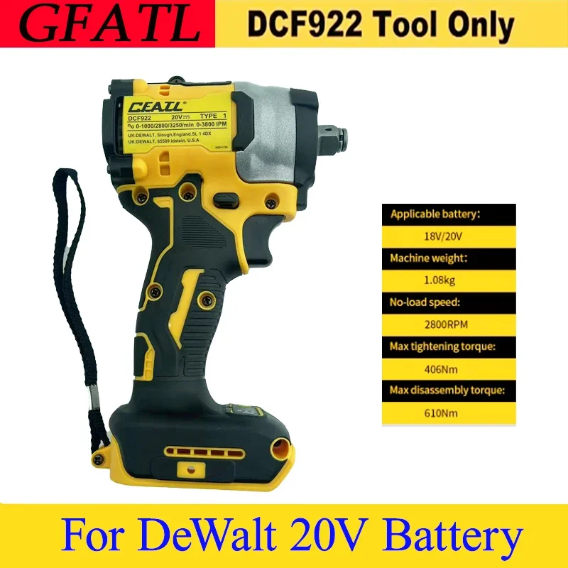 GFAT DCF922 Brushless Charging 20V Impact Wrench Strong Torque LED Lighting Stepless Speed Control Strong and Durable Tool
GFAT DCF922 Brushless Charging 20V Impact Wrench Strong Torque LED Lighting Stepless Speed Control Strong and Durable Tool