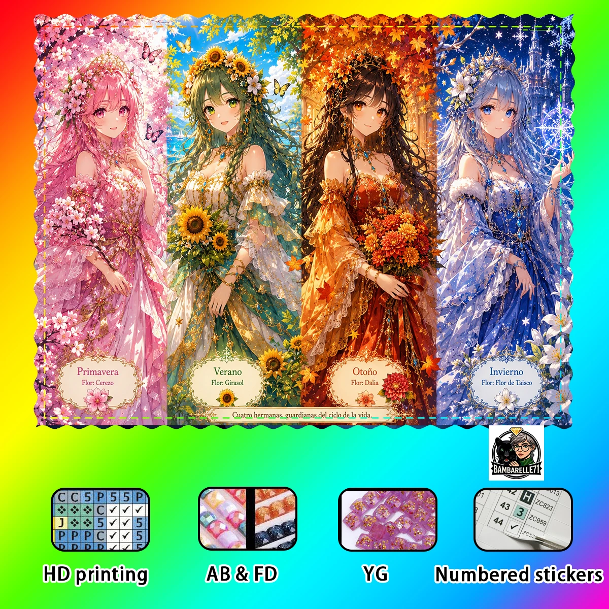 【BAMBARELLE71 Diamond Art】Niña de las cuatro estaciones Resin FD &AB &CR & MT are dazzlingly intertwined With flocking
【BAMBARELLE71 Diamond Art】Niña de las cuatro estaciones Resin FD &AB &CR & MT are dazzlingly intertwined With flocking