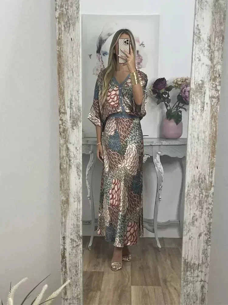 Summer Chic Printed Long Skirt Sets Women Fashion V Neck Half Sleeve Single Breasted Shirt Suits 2024 Female Commuting Outfits
Summer Chic Printed Long Skirt Sets Women Fashion V Neck Half Sleeve Single Breasted Shirt Suits 2024 Female Commuting Outfits
