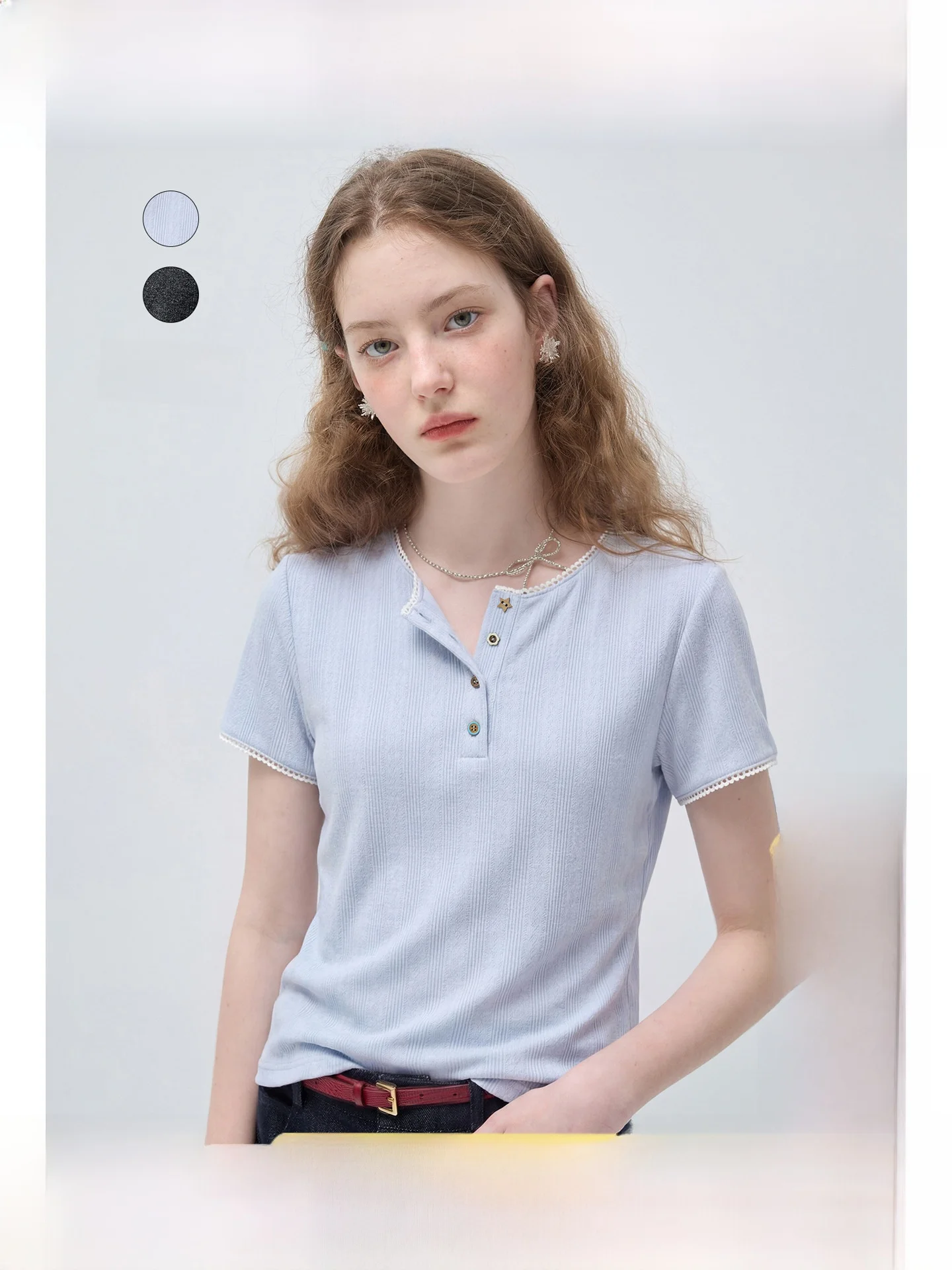 Slim Fit Short Sleeve T-Shirt Henry Collar Women's plus Size Summer Versatile Comfortable Breathable Polyester Blend Top
Slim Fit Short Sleeve T-Shirt Henry Collar Women's plus Size Summer Versatile Comfortable Breathable Polyester Blend Top